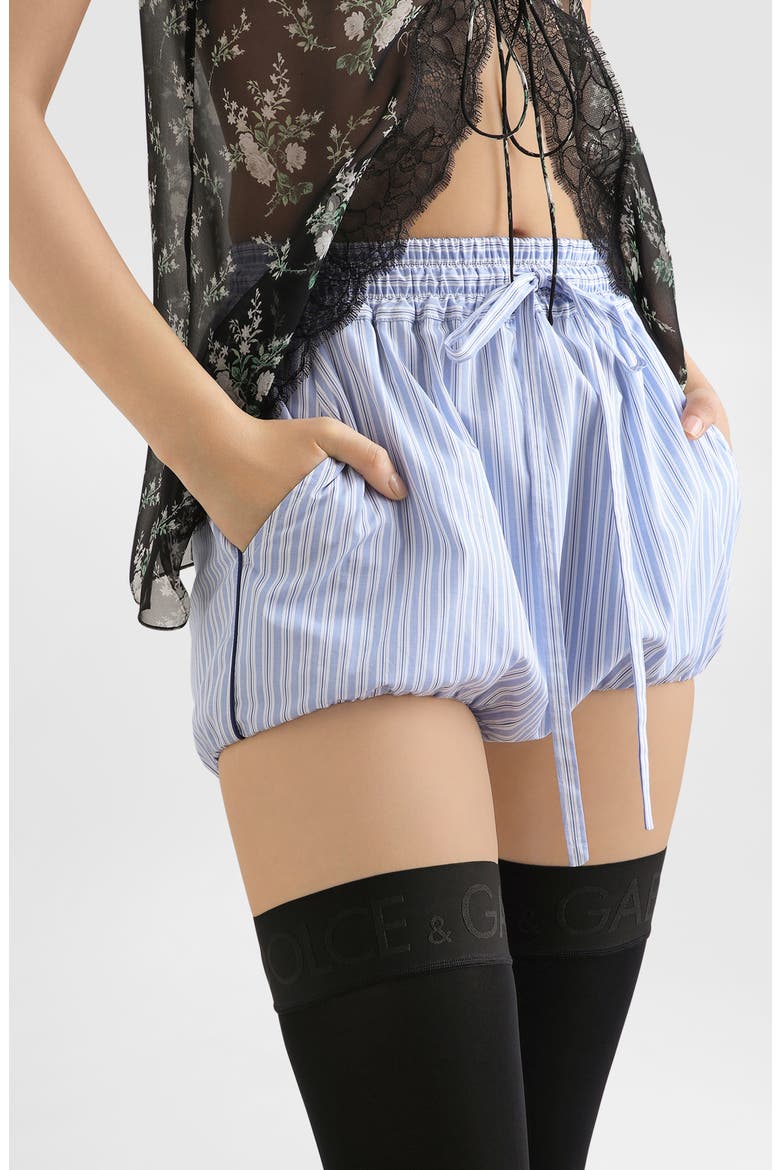 Striped Cotton and Silk Poplin Bubble Shorts, Alternate, color, S8051 STRIPED