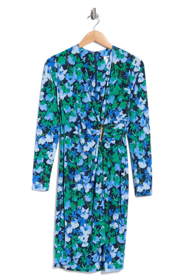 Long Sleeve Faux Wrap Dress, Alternate, color, FERN MULTI