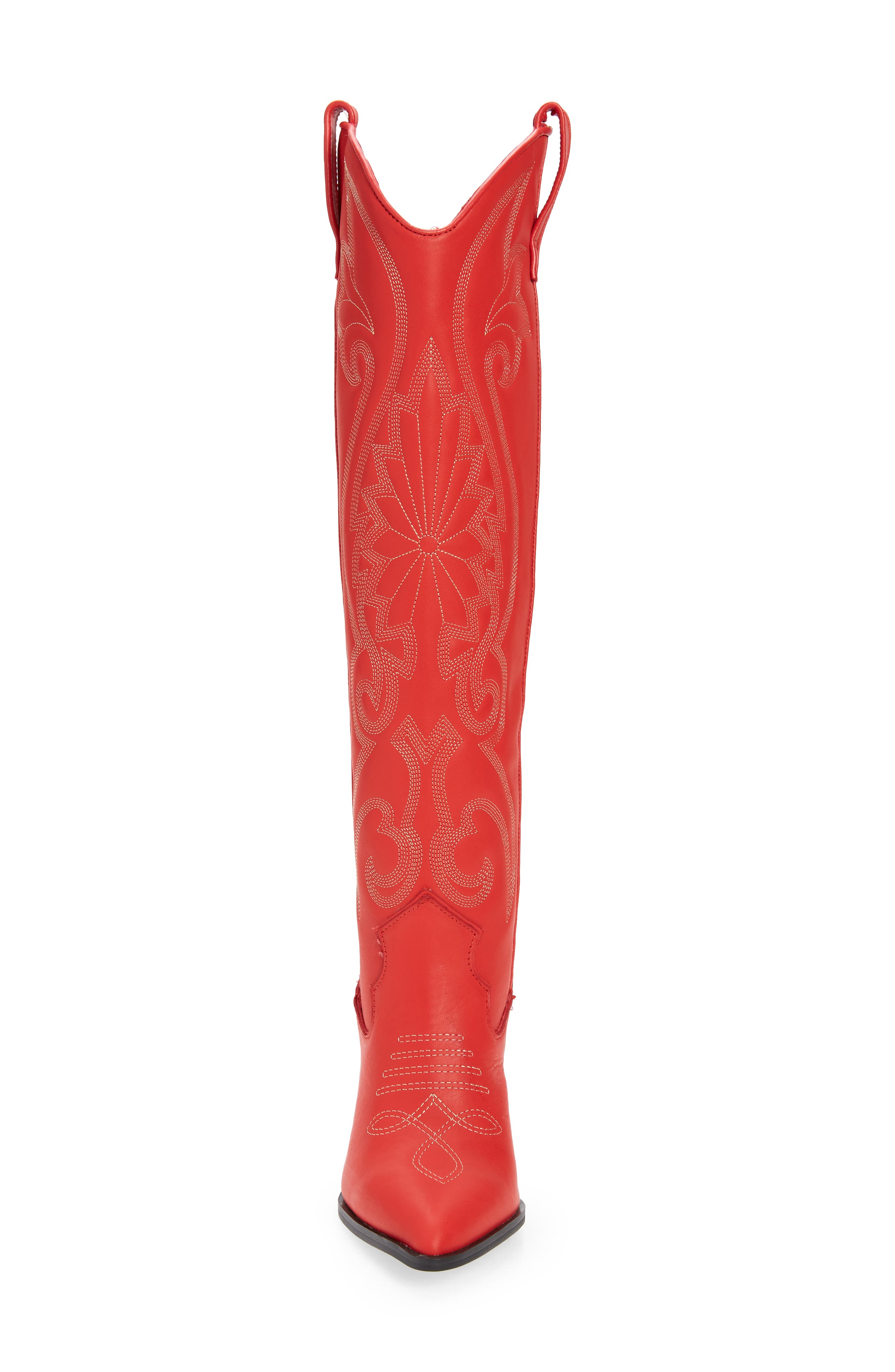 Lasso Knee High Western Boot, Alternate, color, RED LEATHER