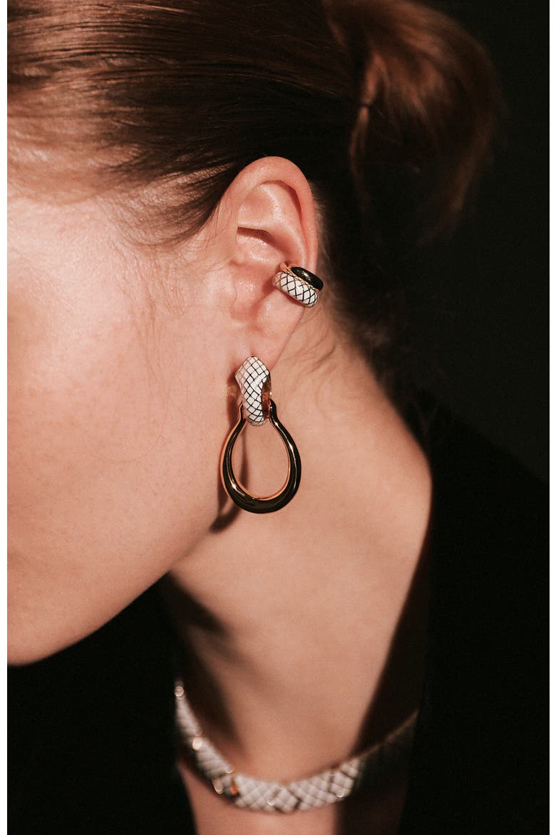 Uraeus Earrings, Alternate, color, White & Gold
