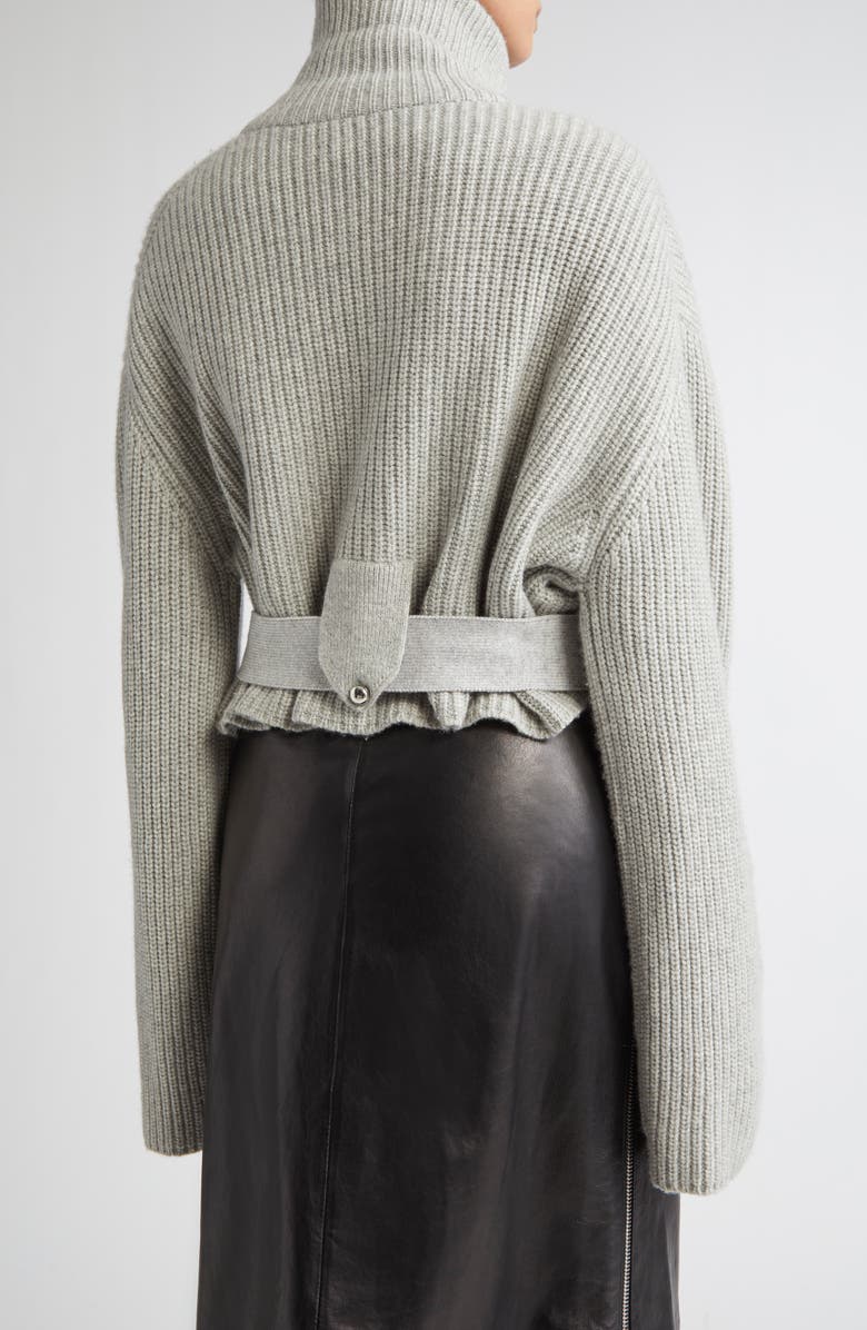 Brandon Maxwell The Neal Full Zip Belted Cardigan, Alternate, color, Foggy