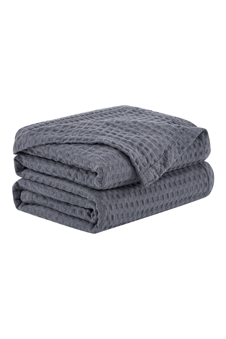 Waffle Cotton Throw, Main, color, GREY
