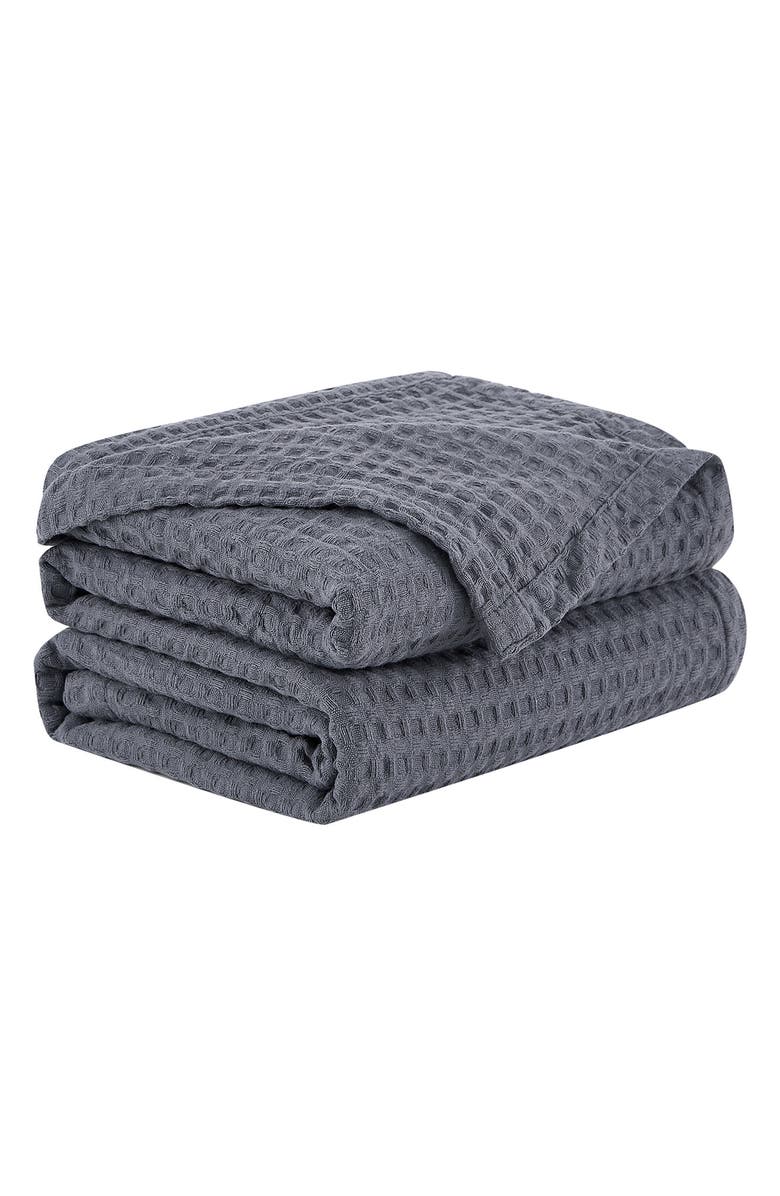 SOUTHSHORE FINE LINENS Waffle Cotton Blanket, Main, color, Grey