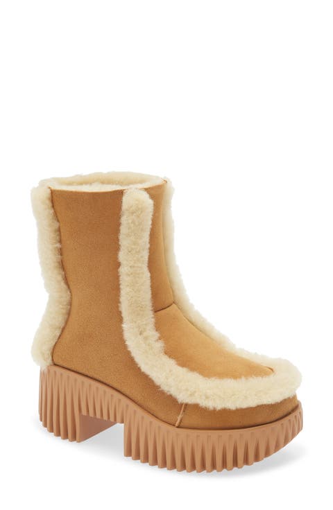 Plia Fero Genuine Shearling Platform Bootie (Women)