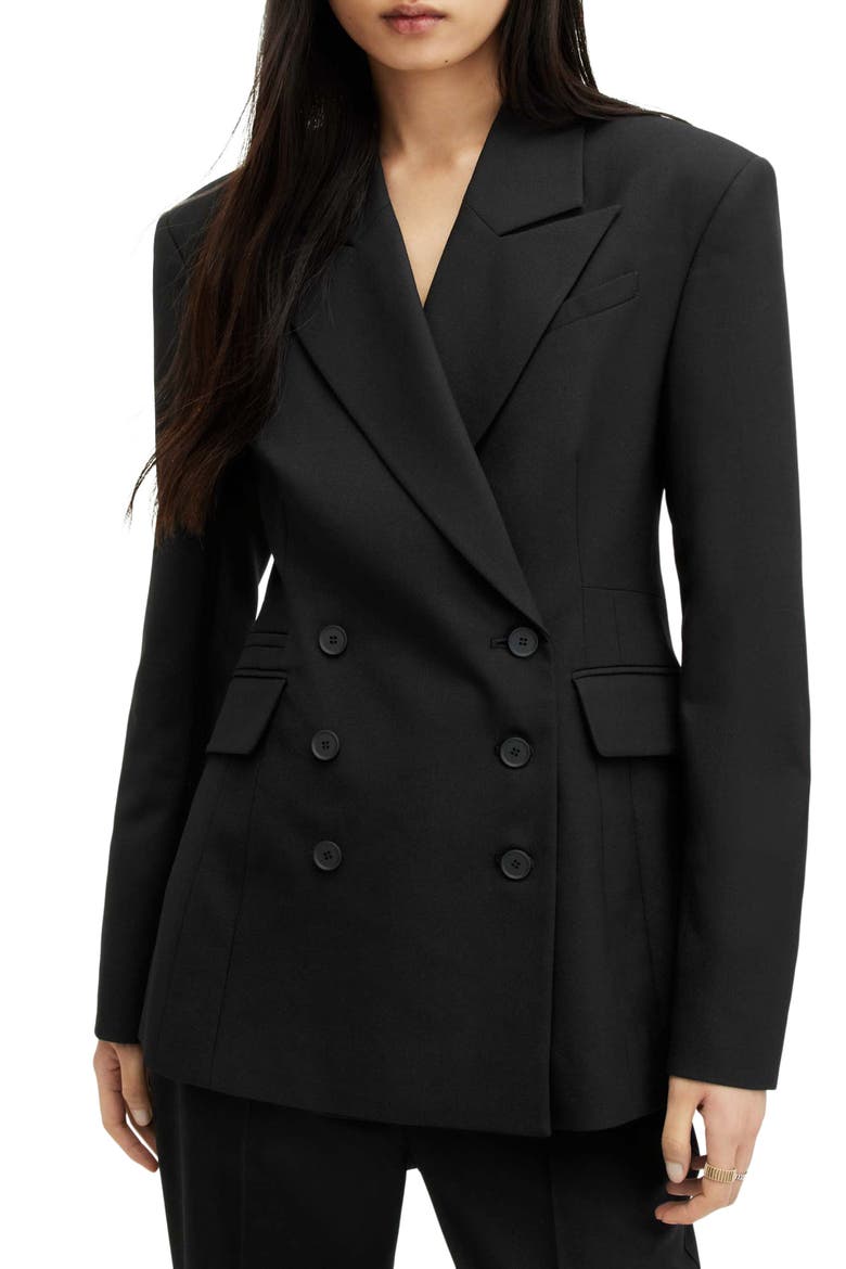 Seven Double Breasted Blazer, Alternate, color, BLACK