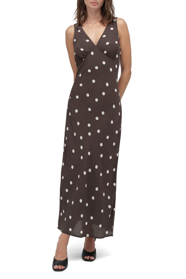 The Anyday Anytime Sleeveless Maxi Dress, Main, color, ESPRESSO POLKA DOT