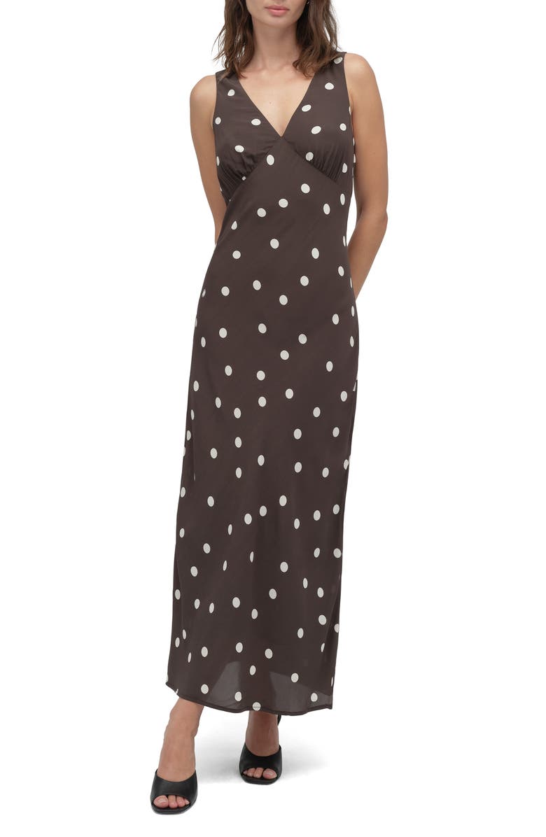 Favorite Daughter The Anyday Anytime Sleeveless Maxi Dress, Main, color, Espresso Polka Dot