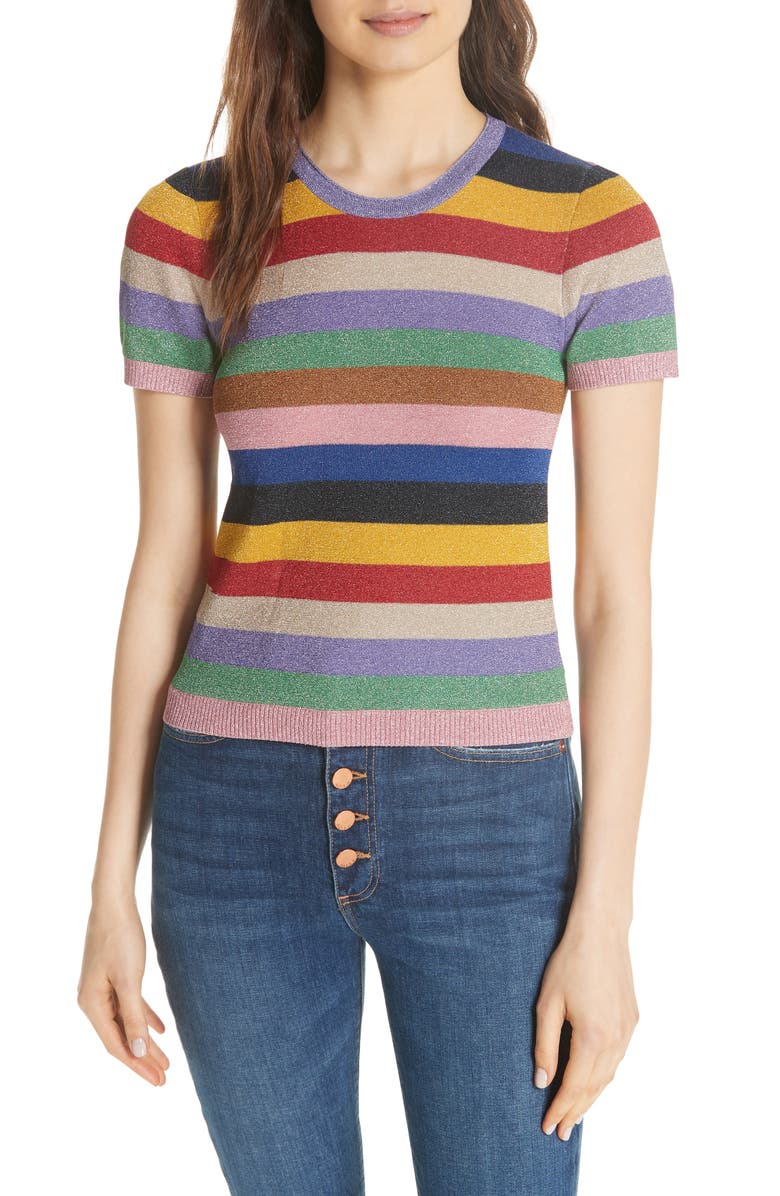 Alice + Olivia Baylor Stripe Top, Main, color, 