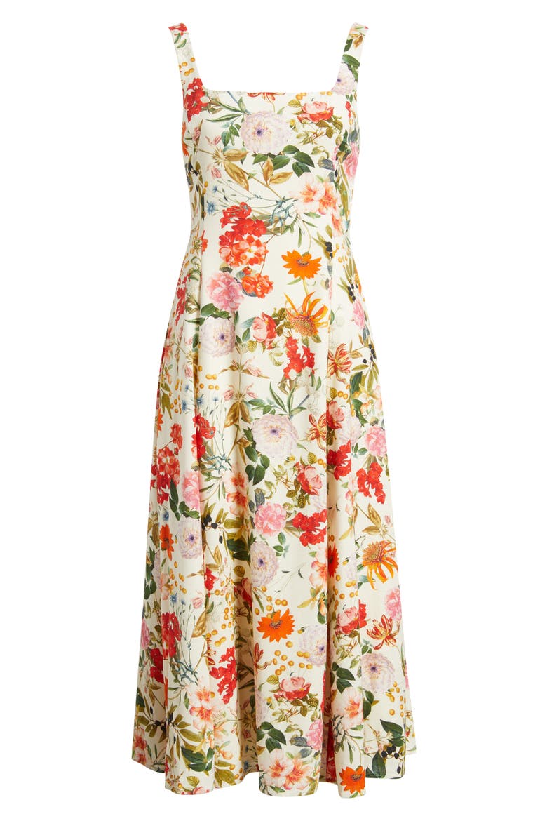 Floral Midi Sundress, Alternate, color, IVORY MULTI