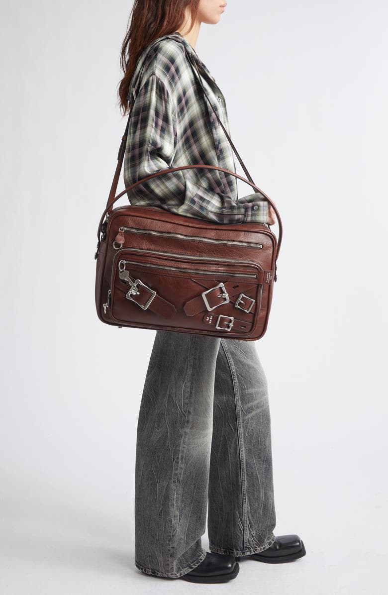Acne Studios Camero Belts Camera Bag, Alternate, color, Cognac Brown