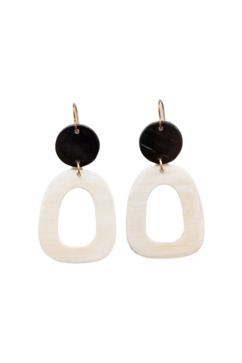 Open Oblong Earrings, Alternate, color, White & Brown