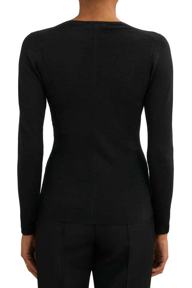Maeve V-Neck Silk Blend Sweater, Alternate, color, BLACK