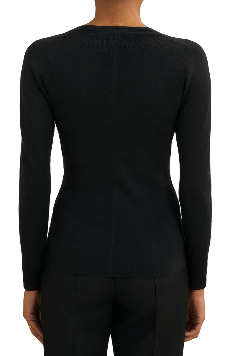 Reiss Maeve V-Neck Silk Blend Sweater, Alternate, color, Black