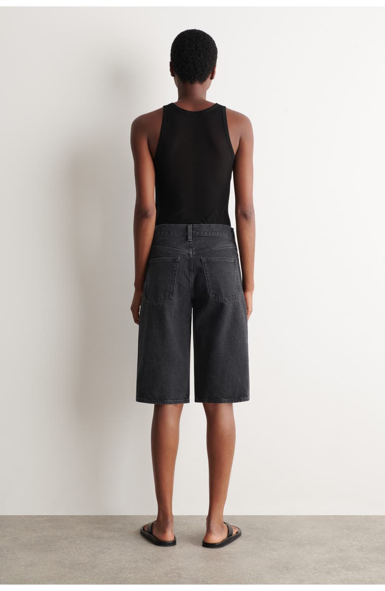 COS Chord Straight-leg Denim Shorts, Alternate, color, Black