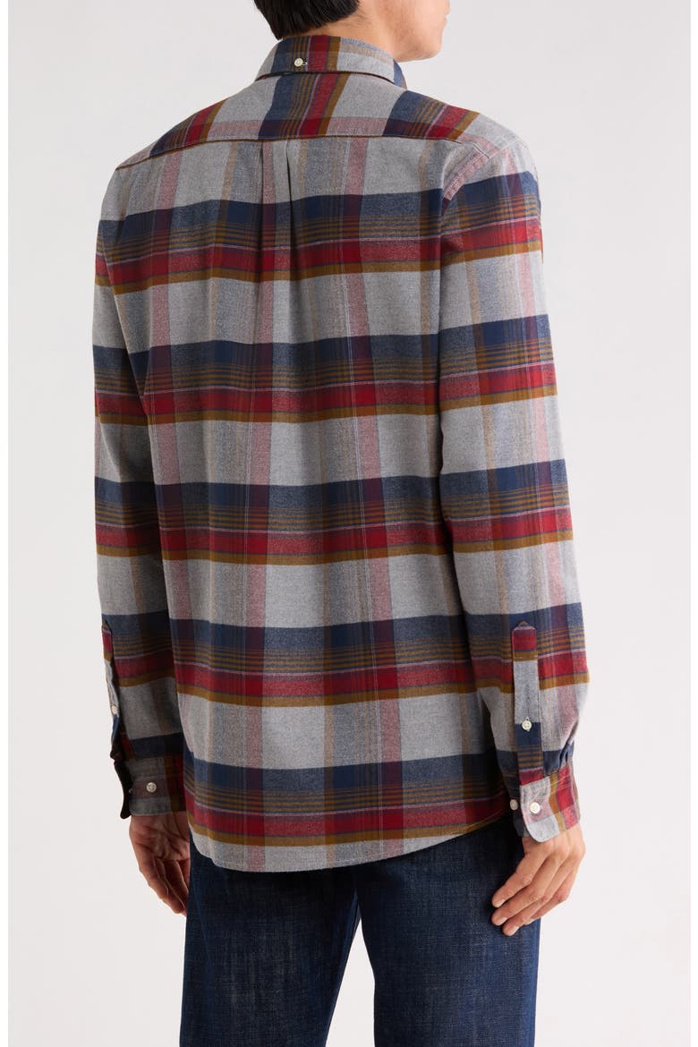Portdown Tailored Fit Plaid Button-Down Shirt, Alternate, color, LIGHT GREY MARL
