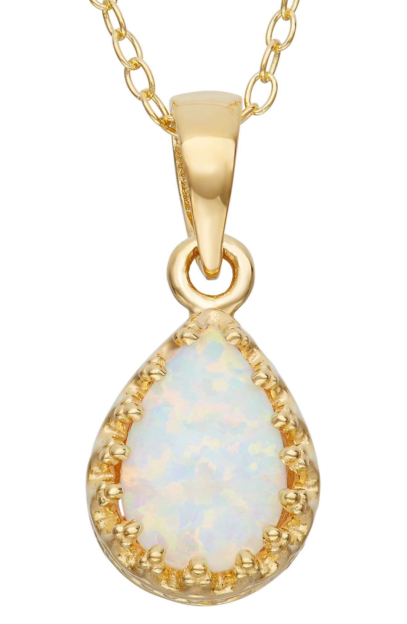 FZN Sterling Silver Teardrop Lab Grown Gemstone Pendant Necklace