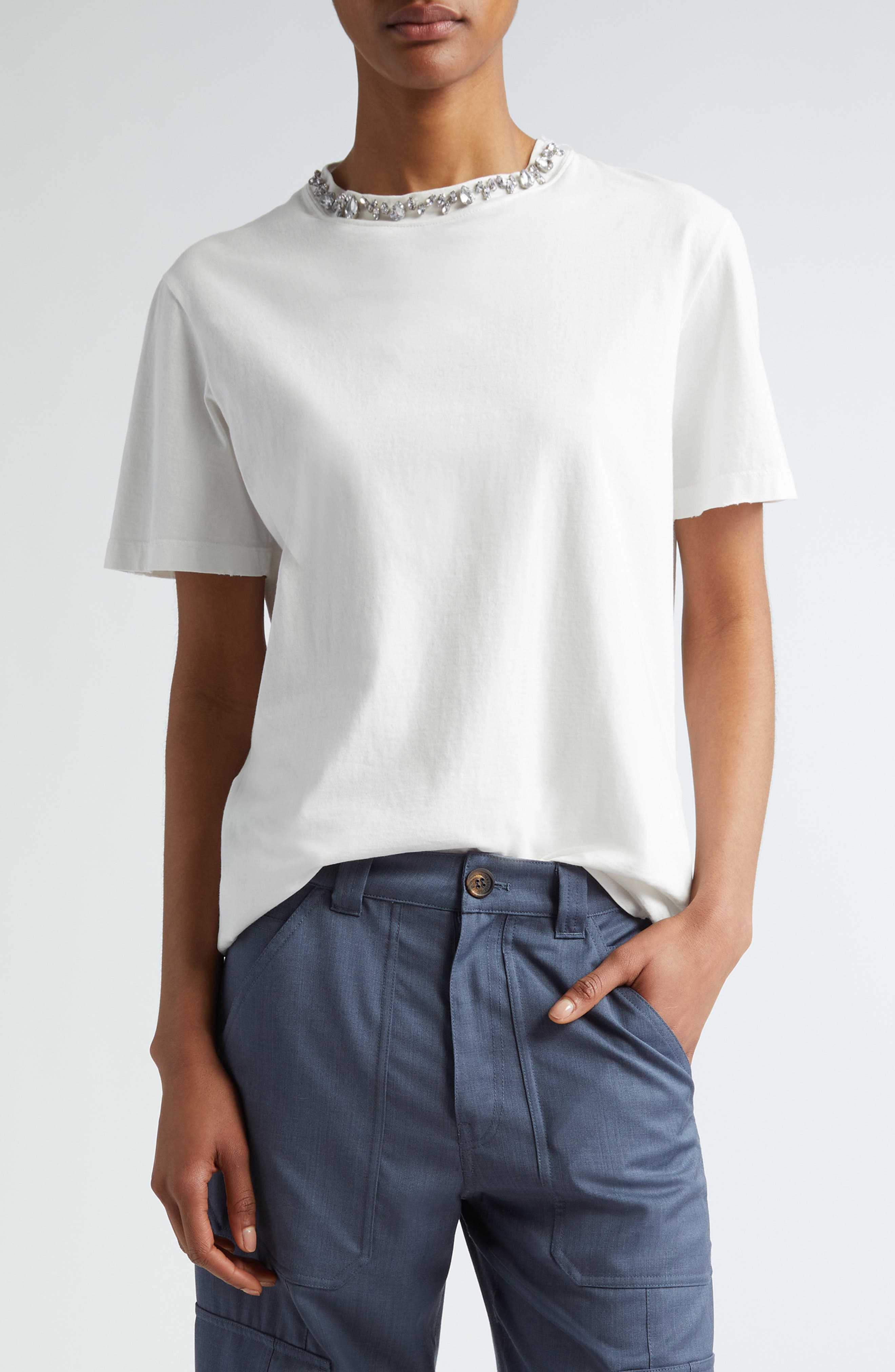 Distressed Cotton T-Shirt