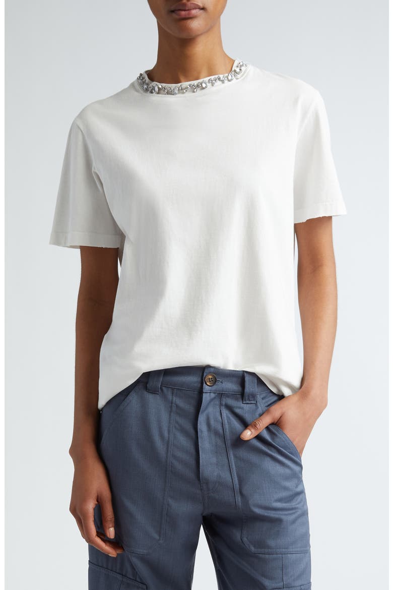 Distressed Cotton T-Shirt, Main, color, VINTAGE WHITE