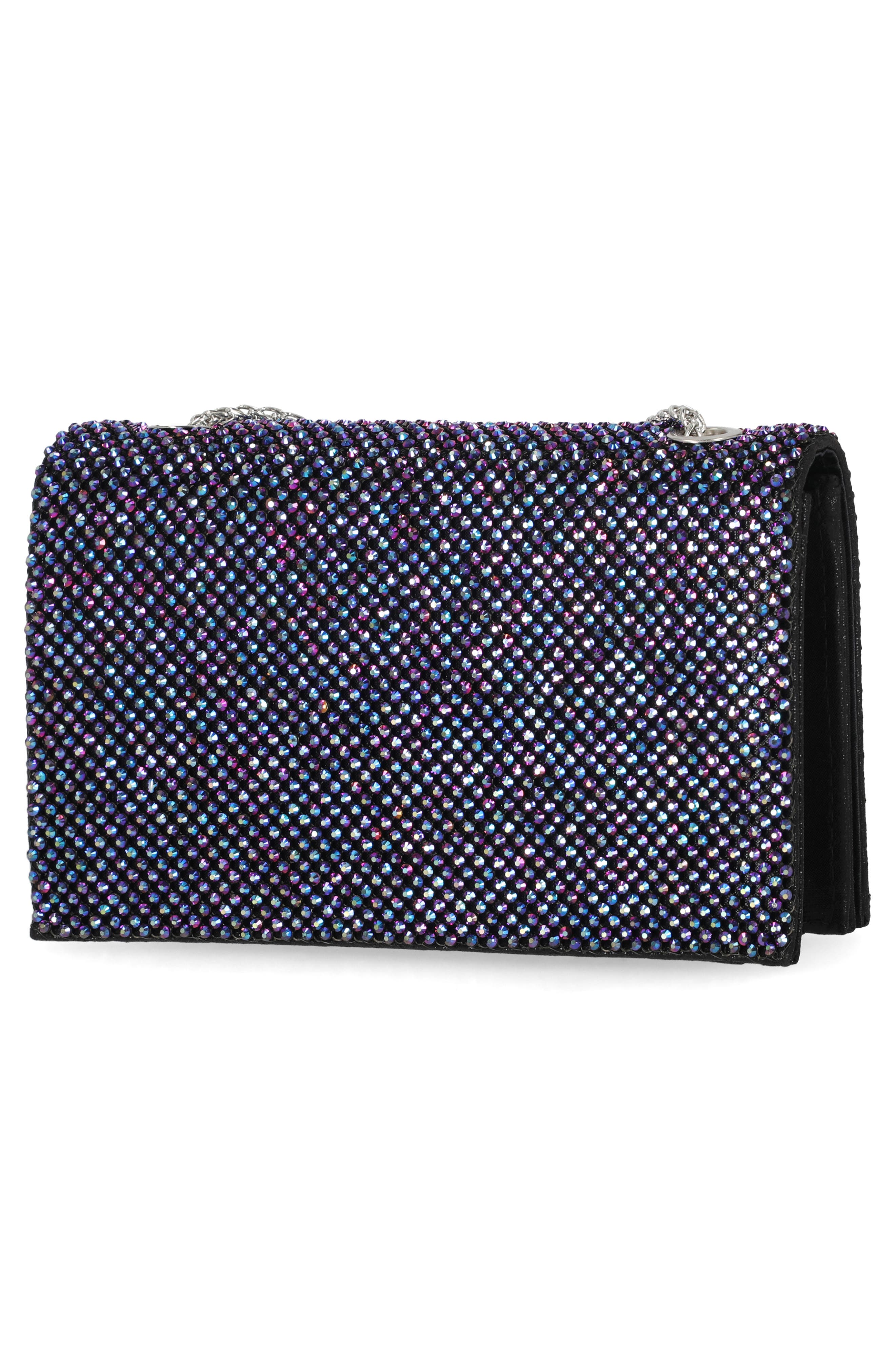 Jessica McClintock Adria Rhinestone Embellished Chain Handle Clutch, Alternate, color, Oil Slick