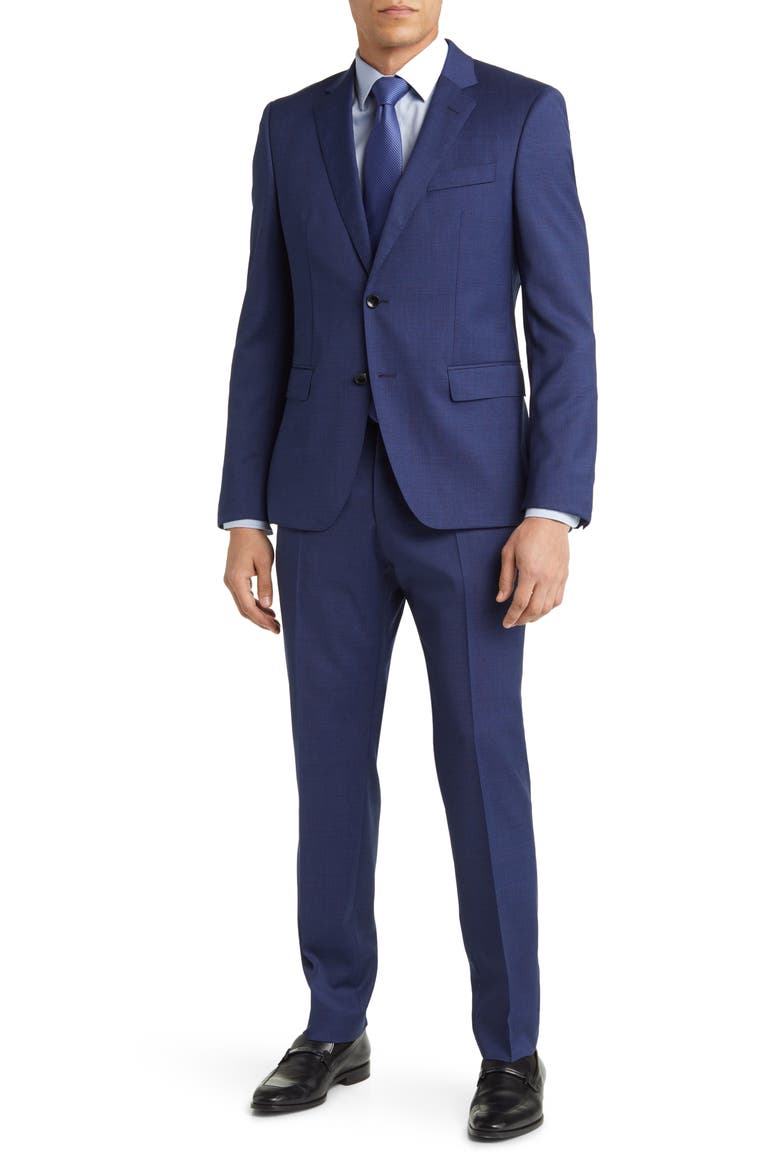 Huge Blue Plaid Stretch Wool Suit, Main, color, DK BU
