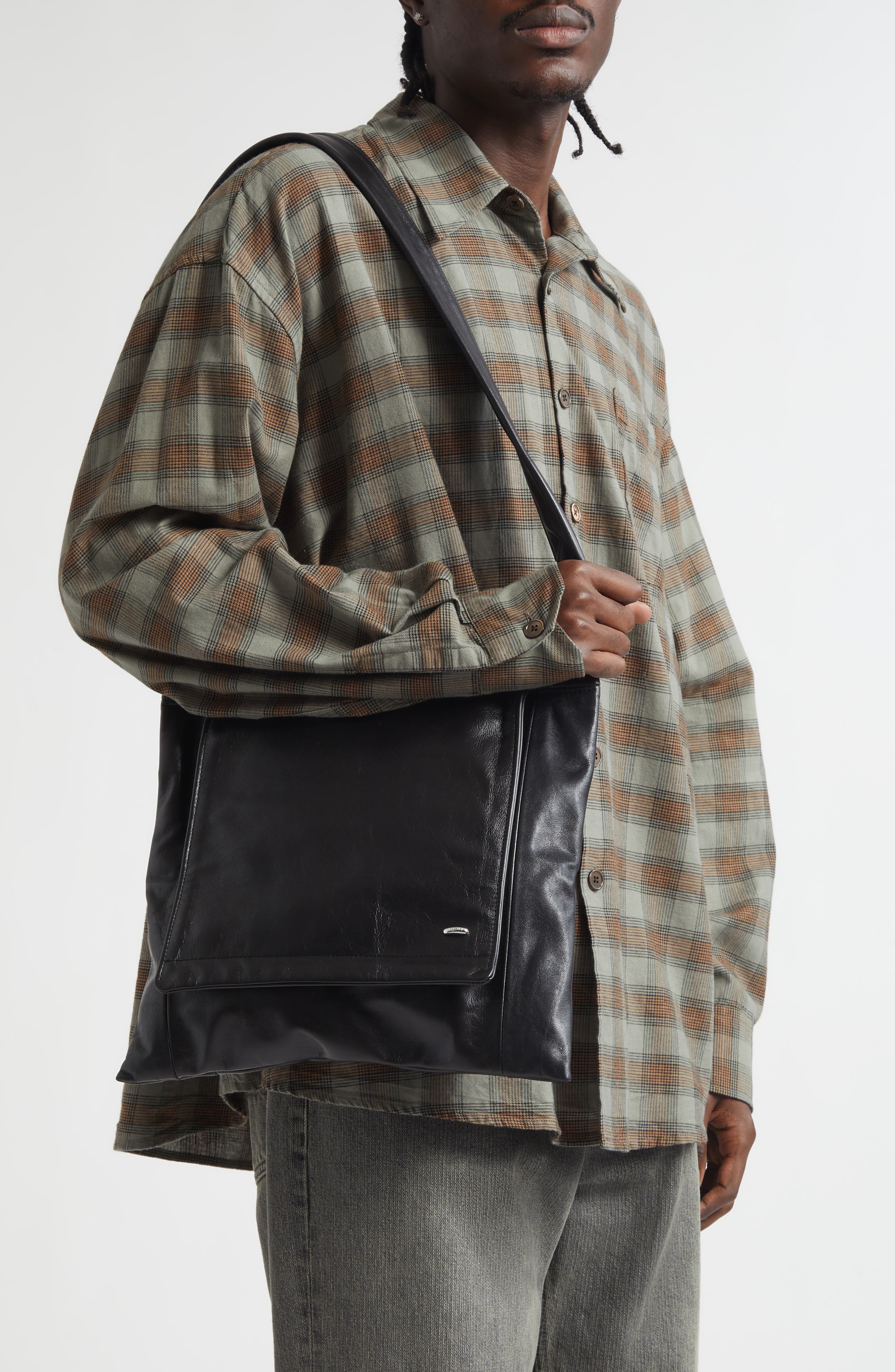 Borrowed Check Flannel Button-Up Shirt - image 2