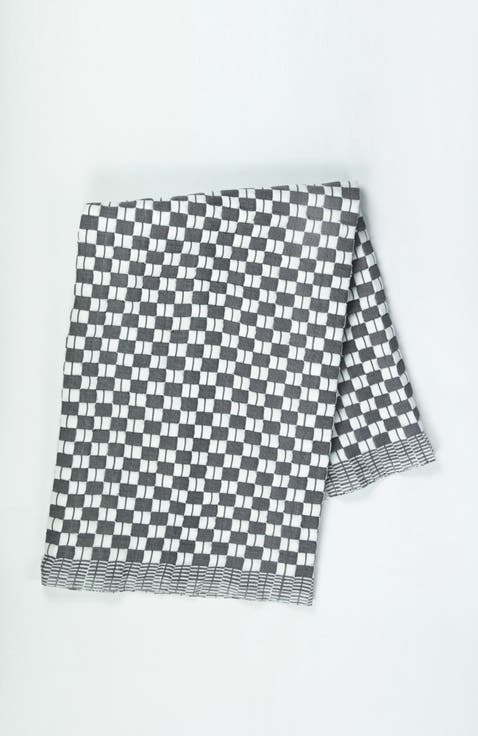 Suzani Quilted Handwoven Checkered Cotton Throw Blanket