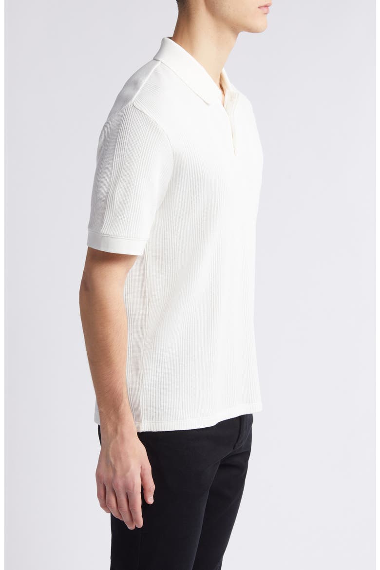 Textured Stretch Cotton Polo, Alternate, color, OFF WHITE