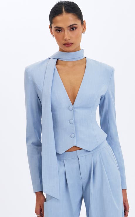 Renley Pinstripe Peplum Blazer