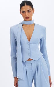 Miss Circle Renley Pinstripe Peplum Blazer