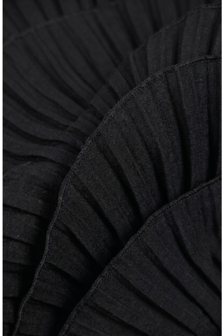 Pleated Floral Applique Sleeveless Top, Alternate, color, Black