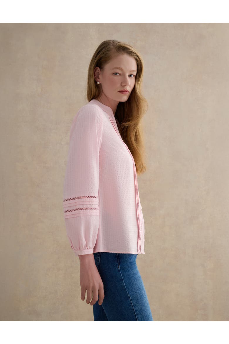 Lucilla Pintuck Mandarin Collar Blouse, Alternate, color, Blush Pink