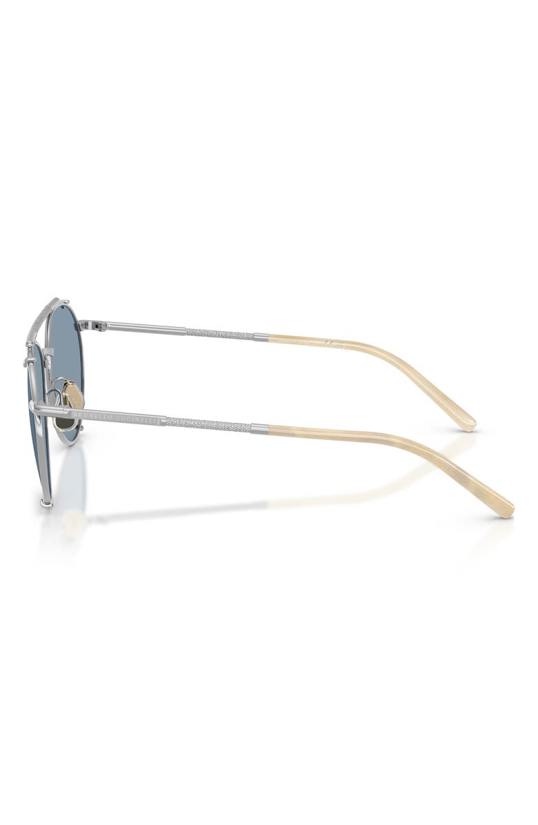 Brunello Cucinelli 56mm Pilot Sunglasses, Alternate, color, Silver / Ocean