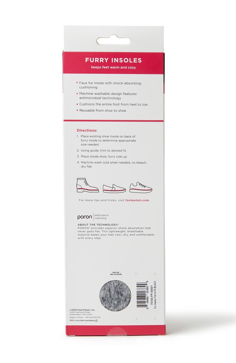 Foot Petals Furry Faux Fur Insoles, Alternate, color,