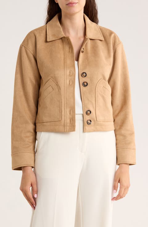 Crop Faux Suede Jacket