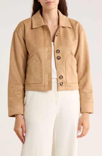 Ellen Tracy Crop Faux Suede Jacket
