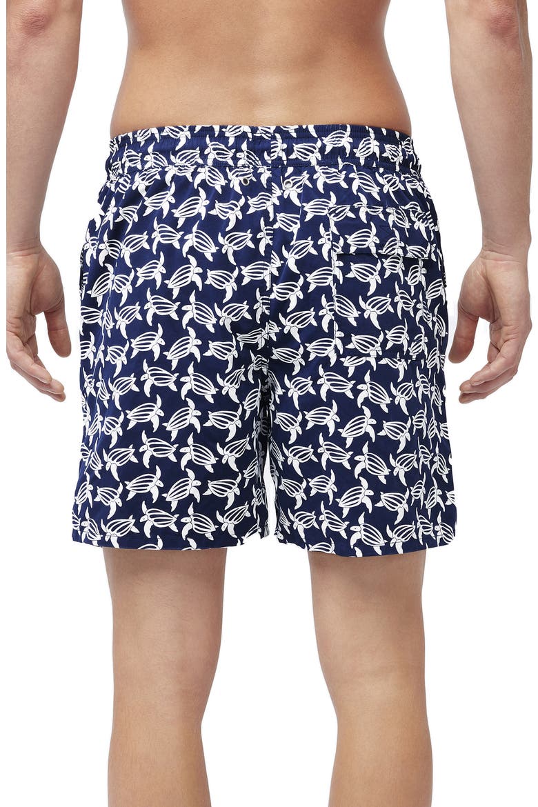 Turtle Print Swim Trunks, Alternate, color, DEEP BLUE AND WHITE