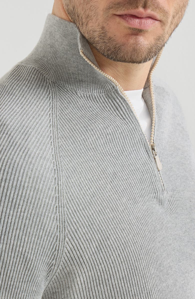 Brunello Cucinelli English Rib knit sweater, Alternate, color, Light Grey