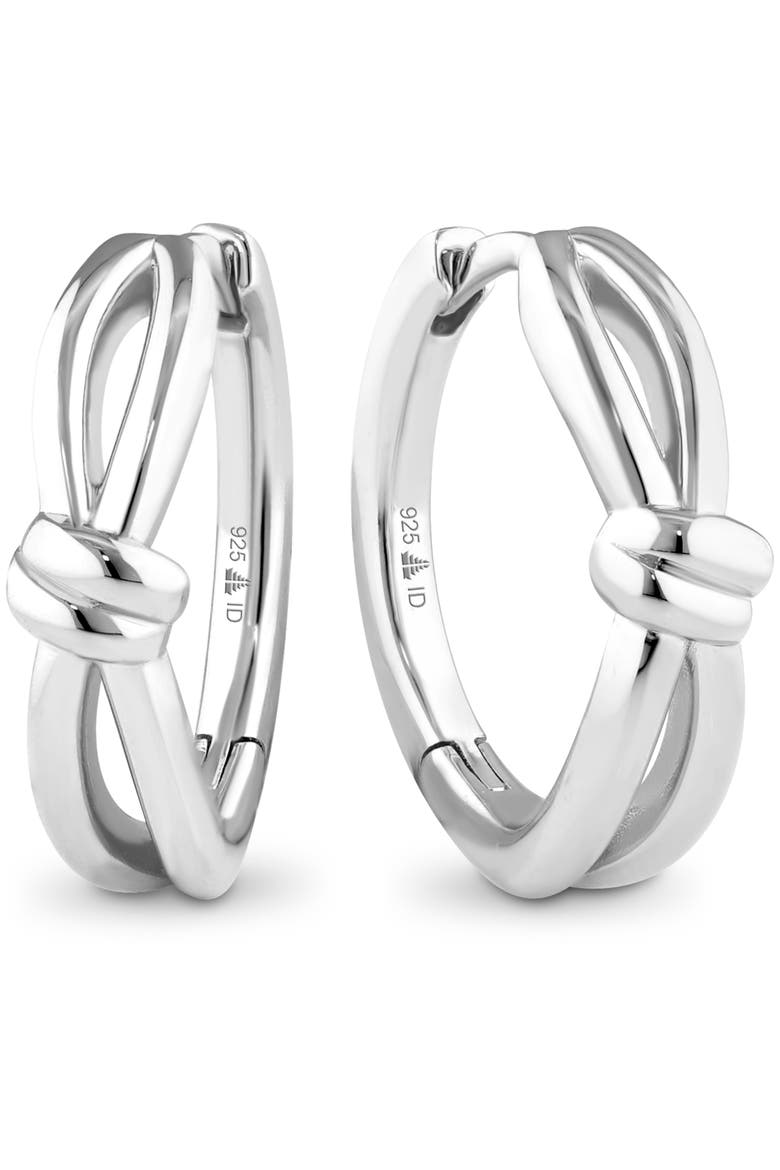 Love Knot Hoop Earrings in Rhodium Plated Sterling Silver, 18mm, Main, color, Silver