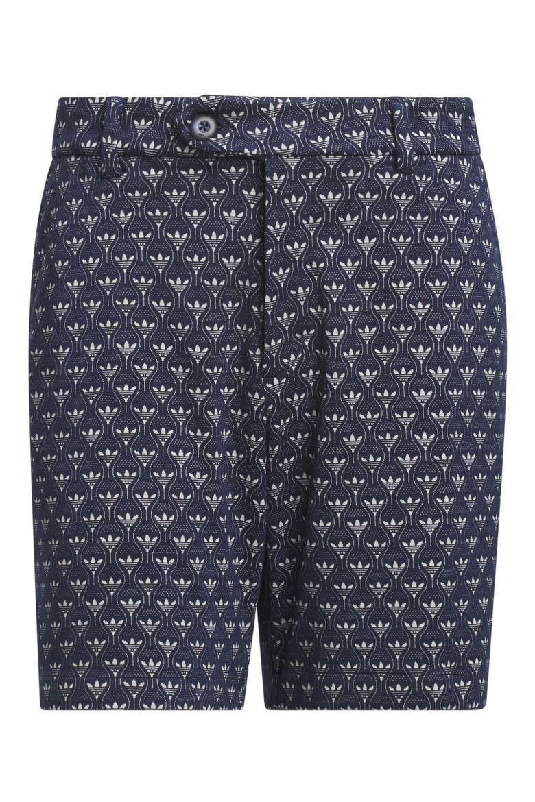 Originals Trefoil & Tee Jacquard Piqué Flat Front Golf Shorts, Alternate, color, NIGHT INDIGO/ CHALK WHITE
