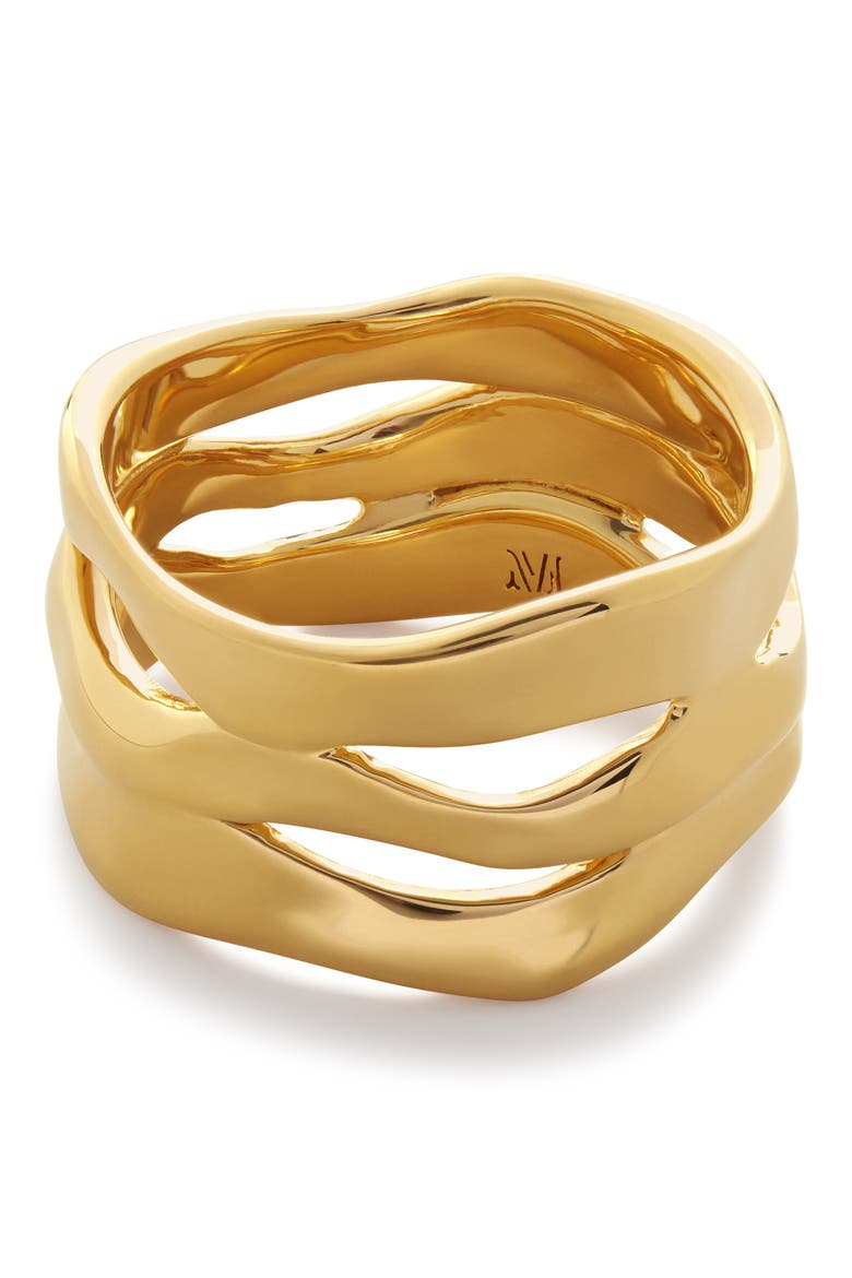 The Wave Triple Band Ring, Main, color, 18CT GOLD VERMEIL