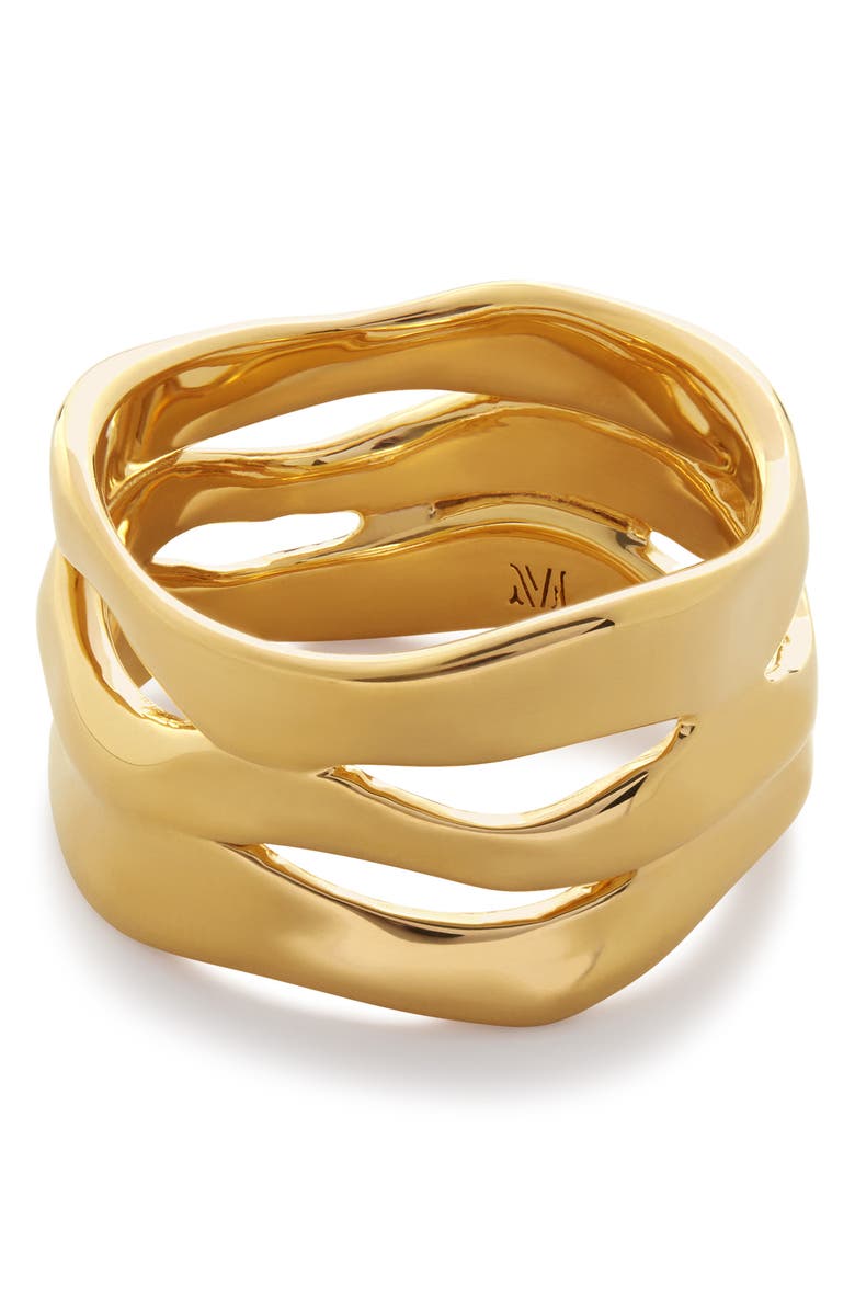 Monica Vinader The Wave Triple Band Ring, Main, color, 18Ct Gold Vermeil