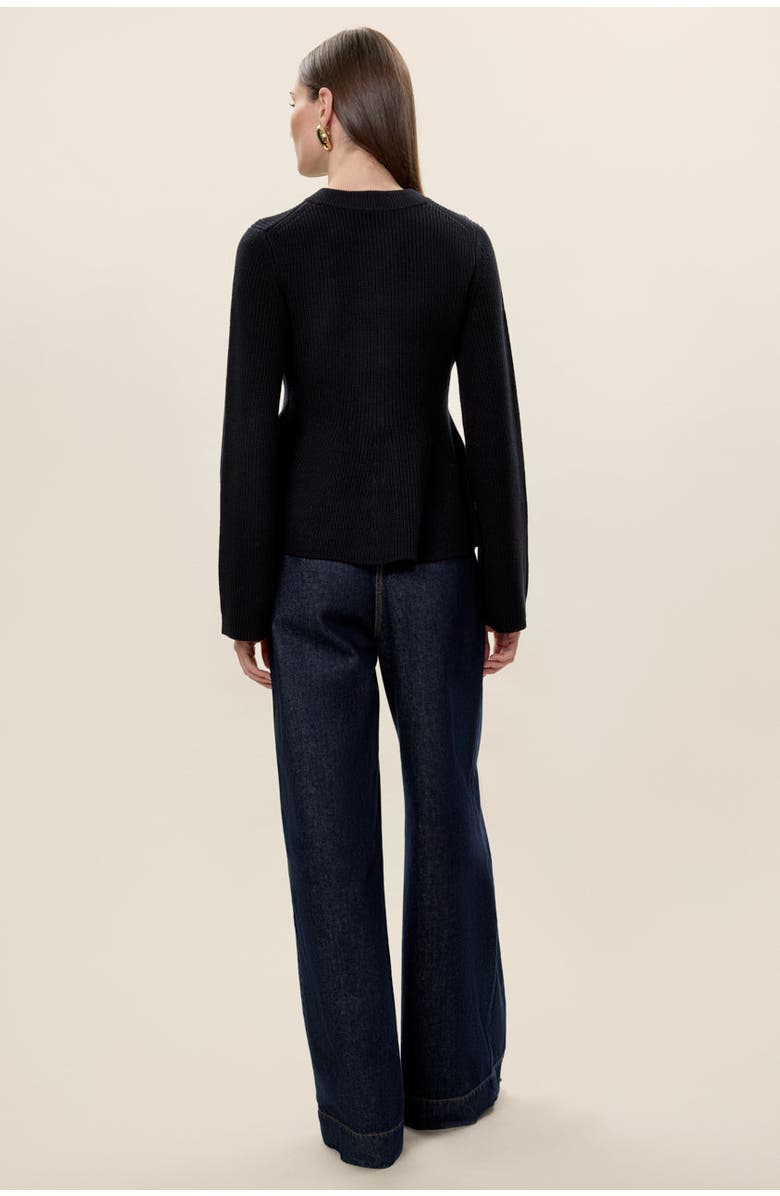 Rebecca Taylor Rhea Knit Peplum Cardi, Alternate, color, Black