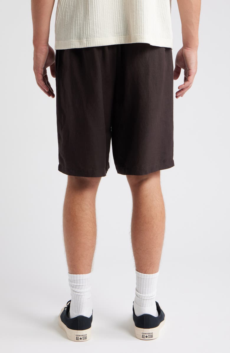 Topman Wide Leg Linen Blend Shorts, Alternate, color, Black