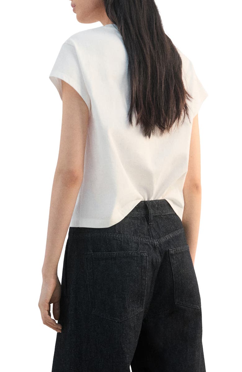 MANGO Floral Embroidered T-Shirt, Alternate, color, Off White