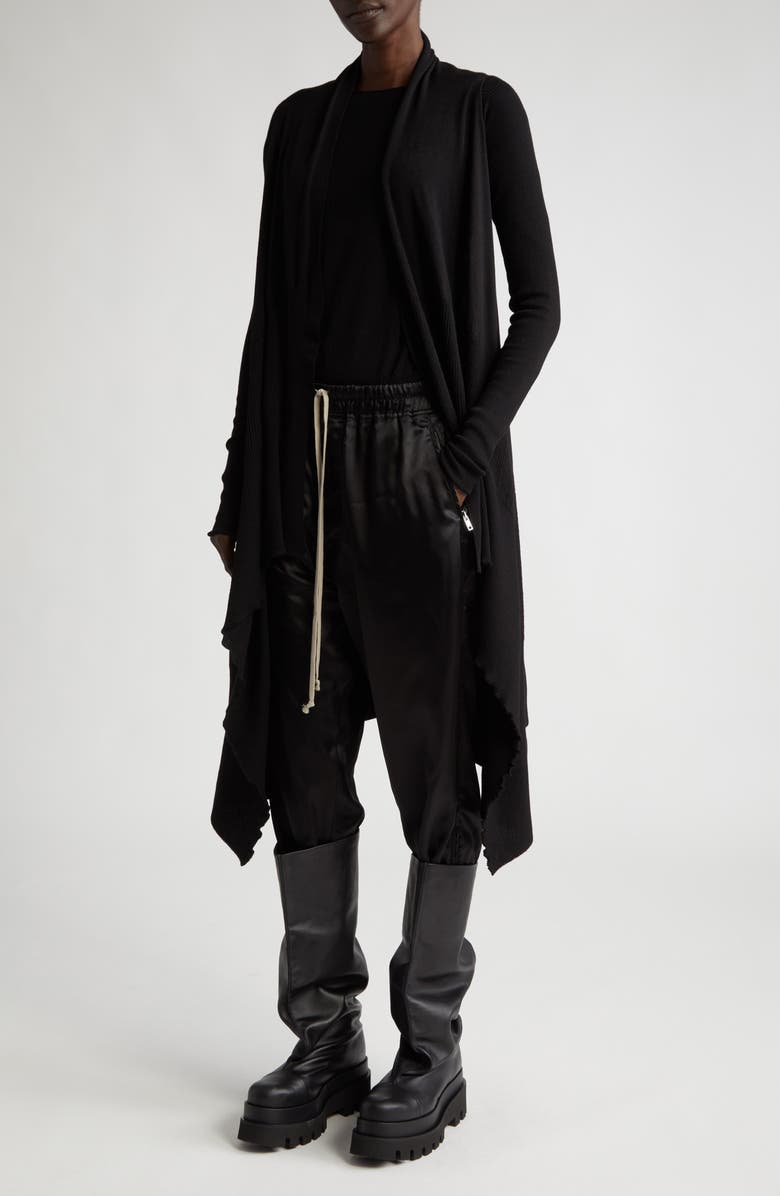 Rick Owens Open Front Long Wool Cardigan, Alternate, color, 