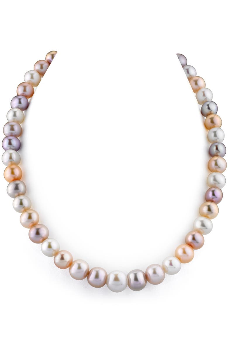 9.5-10.5mm Multicolor Freshwater Pearl Necklace - Premier AAAA Quality, Main, color, Yellow Gold Clasp