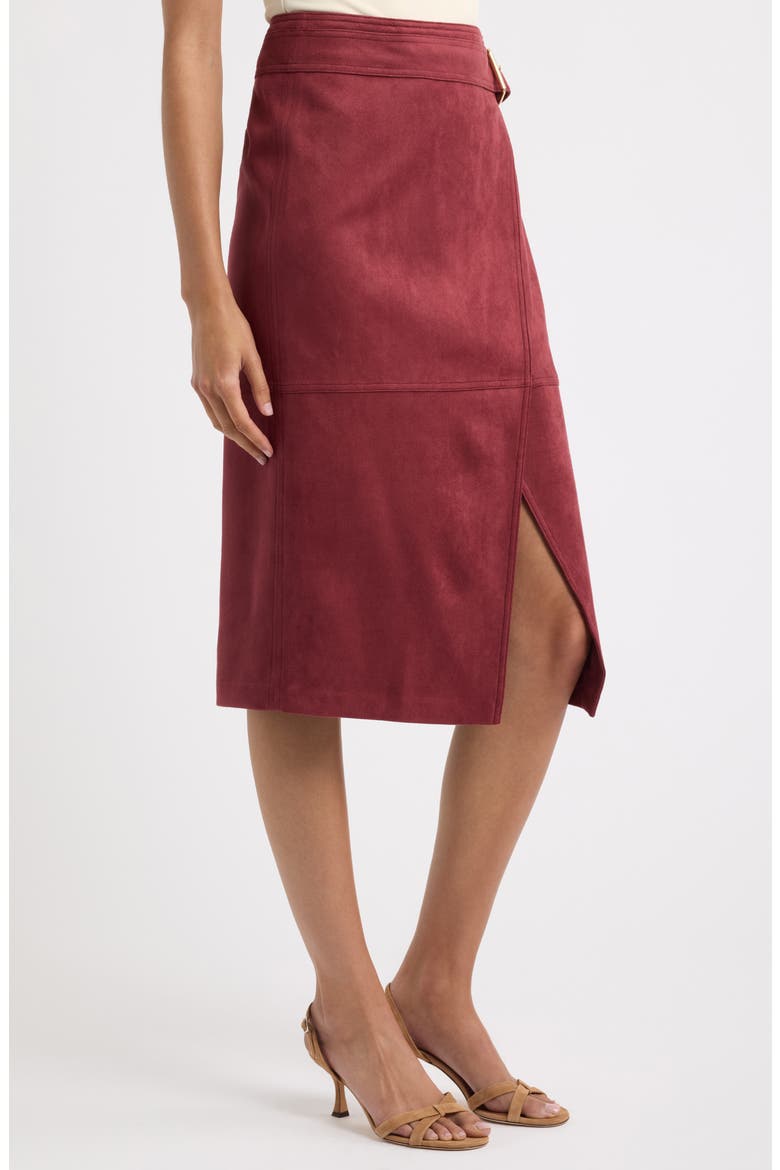 Danica Faux Suede Belted Skirt, Alternate, color, NOIR BERRY