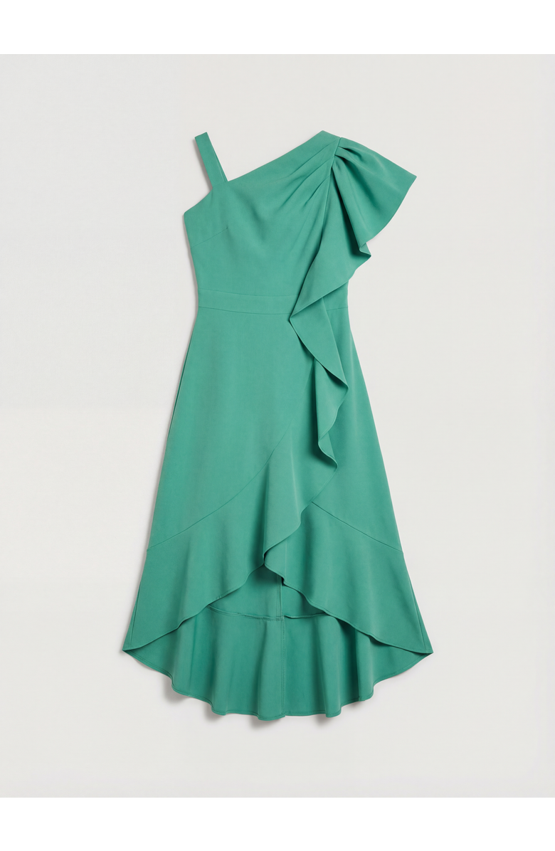 Coast One Shoulder Crepe Ruffle Midi Dress, Alternate, color, Teal