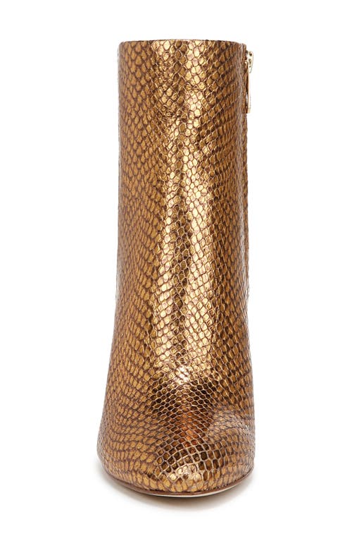 Sam Edelman Daria Block Heel Bootie Gold Snake Embossed Leather In Medallion Gold