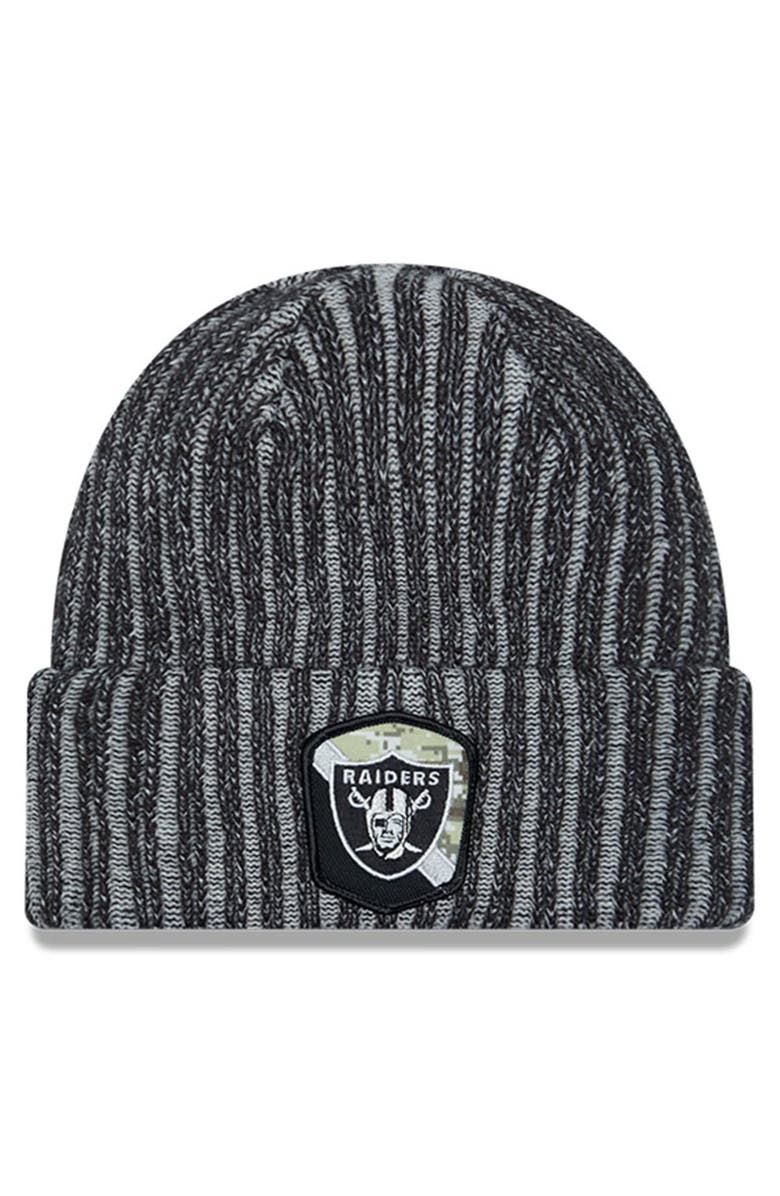New Era Men's New Era Black Las Vegas Raiders 2023 Salute To Service Cuffed Knit Hat, Main, color,